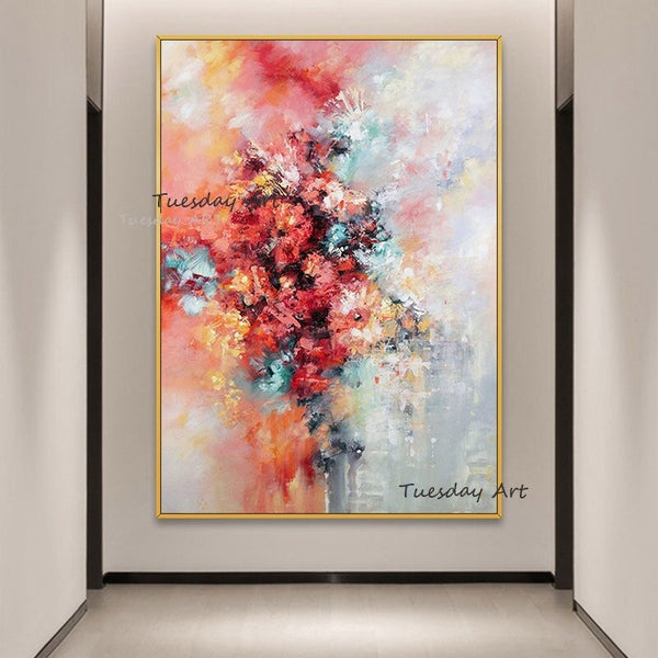 Oil Painting Hand Painted Texture Flower Abstract On Canvas Modern Wall Canvas