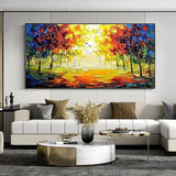 Hand Painted Oil Painting Skillful Night Modern Palette Knife Park Street On Canvas Art For living room Abstract