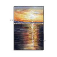 Hand Painted Sea Sunset Canvas Seascape Painting Home Hotel Decoration Wall Art Abstract Hallway Bedroom