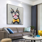 Hand Painted Art Oil Painting Modern Cute Dog Abstract Canvas Wall Art