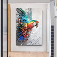 Hand Painted Modern Animal Oil Painting Colorful Parrot Abstract Canvas s