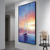 Hand Painted Sea Scenery Oil Painting On Canvas Salon Office Hotel Hand Painted Custom