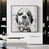 Hand Painted Oil Panitngs Modern Cool Animal Dog Abstract Canvas Painting Hand Painted Children's Room Decor