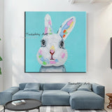 Hand Painted Oil Paintings On Canvas Cute Rabbit Wall Art Canvas Canvas Children's Room Decoration NO Frame