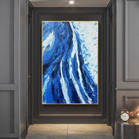 Abstract Hand Painted Modern Blue Atmospheric Oil Canvas Painting