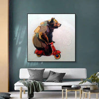 Hand Painted Modern Animal Abstract Decorative Lovely Bear Oil Painting On Canvas Decor As