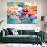 Hand Painted Landscape Oil Paintings Wall Art Canvas Painting Colorful Color Block Abstract