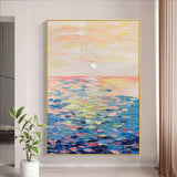 Hand Painted Oil Painting Seascape Sunrise Landscape Abstract Hand Painted Canvas Painting Modern