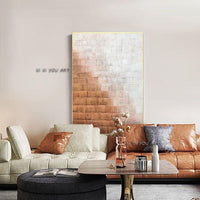 Hand Painted Abstract Canvas Contemporary Orange and White Decoration Modern Wall Art