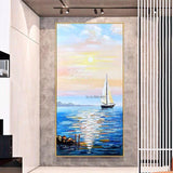 Hand Painted Canvas Mural Blue Ocean Wave Home Wall Decoration Abstract Painting Art Decoratio