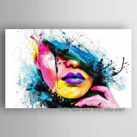 Hand Painted Abstract colorful Girl on Canvas Scandinavian Picturse