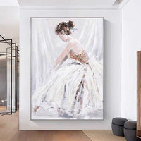 Hand Painted Modern Abstract Light Luxury Ballerina Oil Painting Decorative Mural As