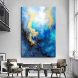 Hand Painted Blue Abstract Original Painting On Canvas Artwork Contemporary Art Modern