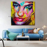 Francoise Nielly Style Canvas Face Portrait Palette Knife Hand Painted Wall Art