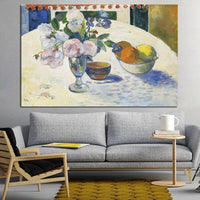 Paul Gauguin Hand Painted Art Oil Painting Fruit Plate and Flowers Impressionism Abstract Retro Room Decors