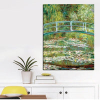 Hand Painted Claude Monet Water Lilies and Japanese Bride Oil Painting Canvas Wall Art