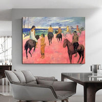 Paul Gauguin Hand Painted Oil Painting Horseman on the Beach Abstract Classic Retro Wall Art Room Decor