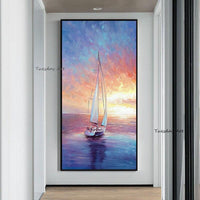 Hand Painted Sea Scenery Oil Painting On Canvas Salon Office Hotel Hand Painted Custom