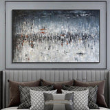 Modern Abstract Hand Painted Landscape On Canvas Grey Oil Painting for