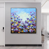 Hand Painted Landscape Oil Painting Purple Flower Abstract CanvasPainting Wall Art Decor