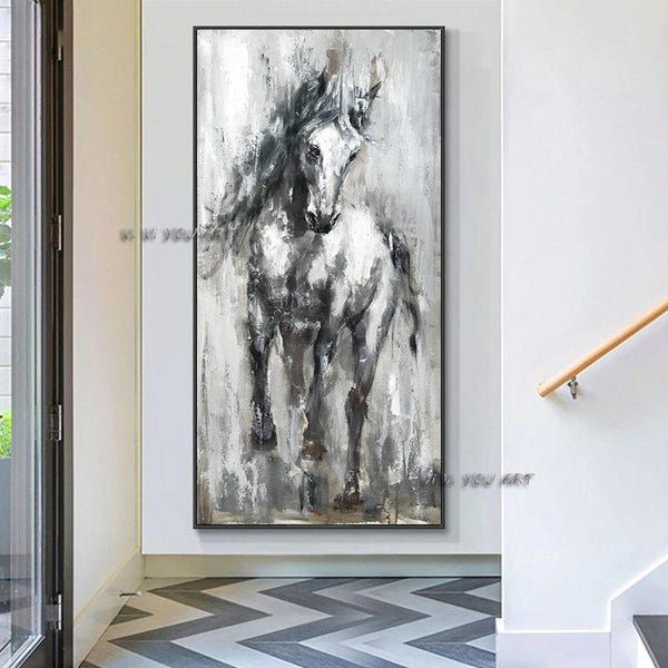 Hand Painted Canvas Painting Fashion Horse Painting Vintage Animals Acrylic Painting Abstract