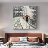 Abstract Modern outdoor Landscape City Street View Hand Painted Oil Painting On Canvas For Living room