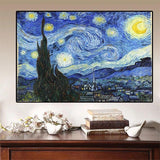 Hand Painted Van Gogh Impression Starry Sky Landscape Wall Art