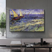 Hand Painted Van Gogh Sea View Sail Canvas Painting Impressionist