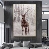 Hot Selling Animal Wall Canvas Artwork Children Room Wall Decor Abstract Deer Head Oil Painting Wall Art Unframed