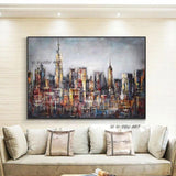 Hand Painted Oil Painting On Canvas Abstract Large Size City Building Painting Modern Decorative (hand painted)