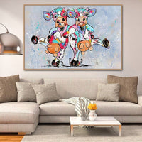 Fashion Designed Oil Painting Hand Painted Modern Pop On Canvas Abstract Animal Cow Modern Children's Room Decorative