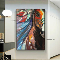 Hand Painted Oil Painting on Canvas Mural Animal Modern Fashion Horse Decors Bedroom