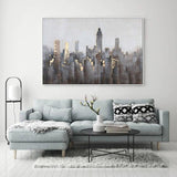 Gold Foil Cityscape Hand Painted Modern Abstract Oil Painting on Canvas