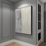 Hand Painted Abstract Painting Canvas Art Modern Minimalist Art Gray Room Wall Painting