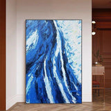 Abstract Hand Painted Modern Blue Atmospheric Oil Canvas Painting