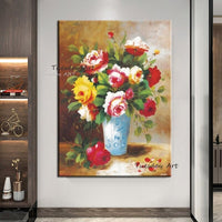 Hand Painted Classic Flower Oil Paintings on Canvas Still Life Wall Art Flowers Decor Cuadros