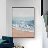 Beautiful Landscape Painting Of The Ocean Waves On The Coast Modern Hand Painted Painting For Room Canvas