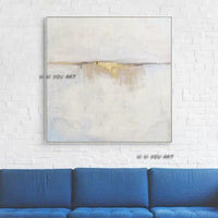 Hand Made White Color Modern Abstract Wall Art Square Canvas Painting