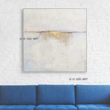 Hand Made White Color Modern Abstract Wall Art Square Canvas Painting