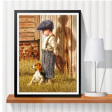 DIY 5D Diamond Painting Little Boy And Dog Full Square Drill Rhinestone Diamond Kid Mosaic Home Decor