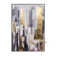 Hand Painted Abstract Wall Art City Building Minimalist Modern On Canvas Decorative