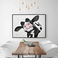 Hand Painted Oil Painting Cute Cow Abstract Animal On Canvas Wall Arts