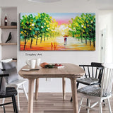 Hand Painted Oil Painting On Canvas Knife Landscape Tree People Palette 3D Modern Abstract Wall Art