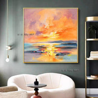 Abstract Canvas Hand Painted Painting Wall Art Sunset Landscape Art Modern Artwork Home Wall Decor