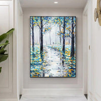 Abstract Modern Landscape Hand Painted Forest Canvas Oil Paintings On Wall Art Tree As