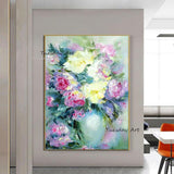 Hand Painted Abstract Art Oil Painting Retro Flowers Roses Canvas Painting Dedroom