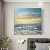 Modern Blue Sea Canvas Oil Painting Hand Painted Decor Painting Abstract