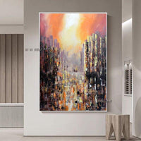 Abstract Urban Style Red Wall Art Canvas Modern Landscape Hallway