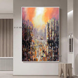 Abstract Urban Style Red Wall Art Canvas Modern Landscape Hallway