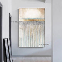 Fashion Abstract Gold Foil Line Hand Painted Canvas Paintings Wall Artwork Decor